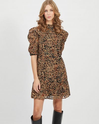 Leopardí šaty Object hnědé