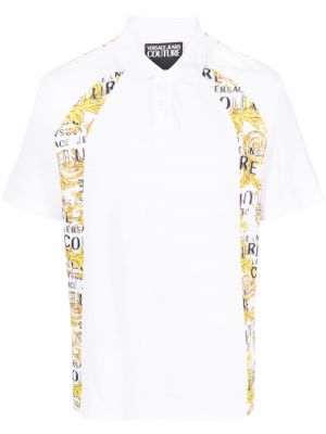 Tricou polo din bumbac Versace Jeans Couture alb