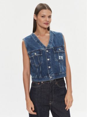 Priliehavá rifľová vesta Calvin Klein Jeans modrá