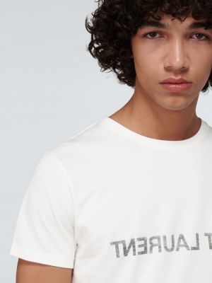 Camiseta de algodón Saint Laurent blanco