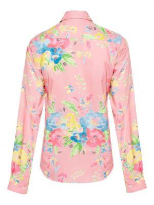 Květinová bavlněná košile s potiskem Aspesi růžová