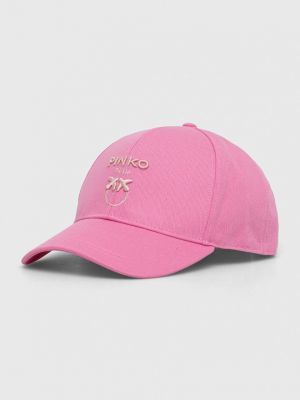 Памучна шапка с козирки с апликация Pinko розово