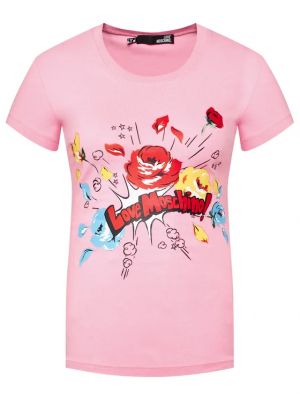 Slim fit tričko Love Moschino růžové