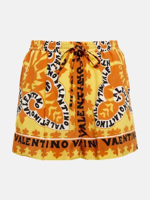 Μεταξωτά σορτς με σχέδιο Valentino πορτοκαλί