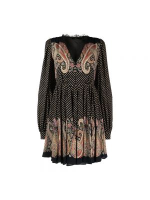 Sukienka mini z wzorem paisley koronkowa Etro czarna