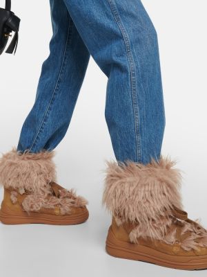 Čizme za snijeg od brušene kože Moncler bež