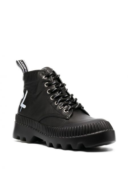 Ankle boots sznurowane koronkowe Karl Lagerfeld czarne