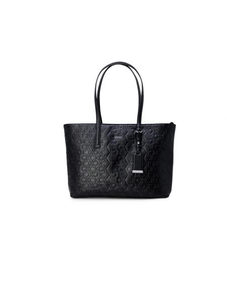 Shopper handtasche mit print Calvin Klein schwarz