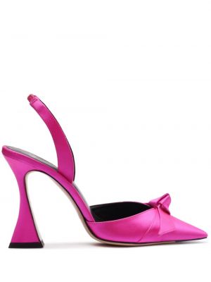Pantofi cu toc din satin slingback Alexandre Birman roz