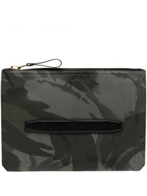 Камуфлажни кожени чанта тип „портмоне“ с принт Tom Ford зелено