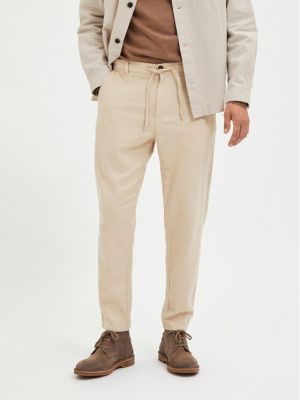 Slim fit chino nadrág Selected Homme bézs