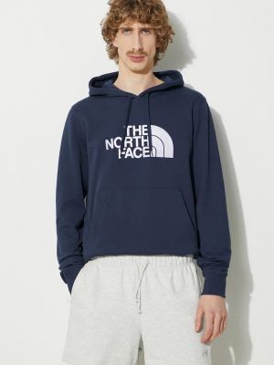 Pamučni pulover s kapuljačom The North Face plava