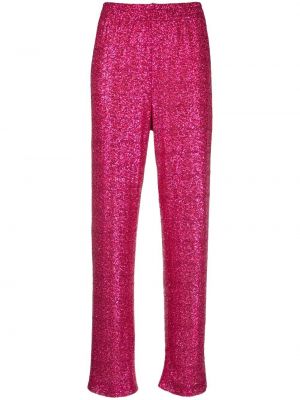 Pantaloni con paillettes a vita alta Styland rosa