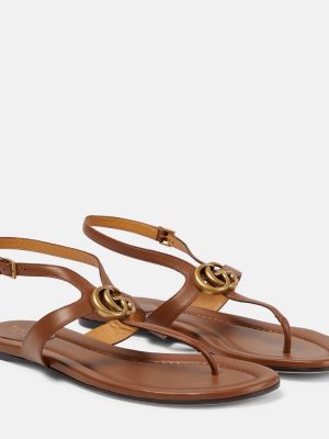 Kožené sandály Gucci béžové