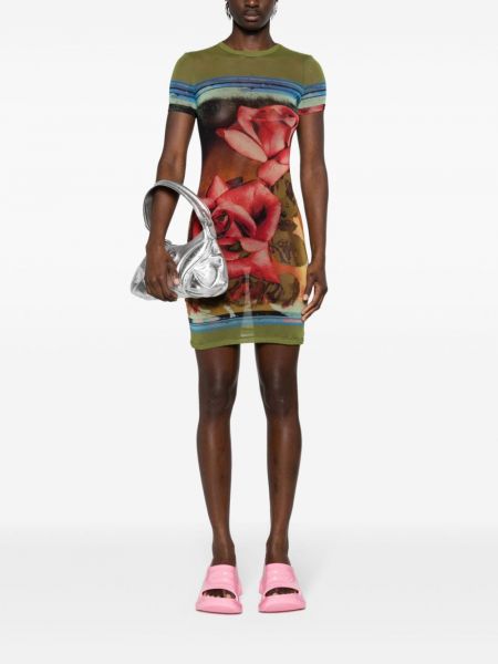 Mesh kleid mit print Jean Paul Gaultier