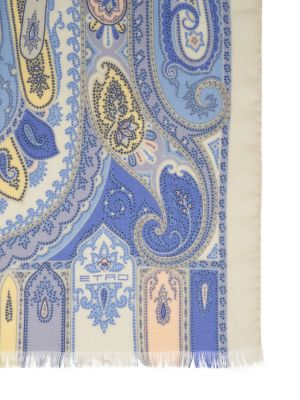 Кашмирен копринен шал с принт Etro синьо