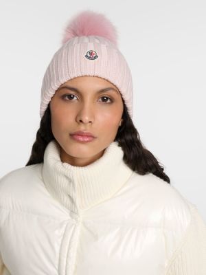 Vilnonis kepurė Moncler rožinė