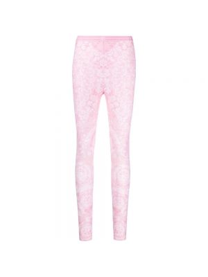 Różowe legginsy skinny fit Versace