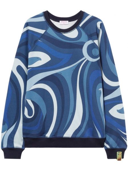 Raštuotas medvilninis ilgas megztinis Pucci mėlyna