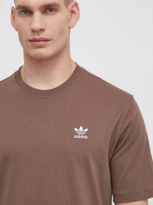 Bavlněné tričko s aplikacemi Adidas Originals hnědé