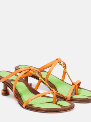 Sandale din piele Jacquemus portocaliu