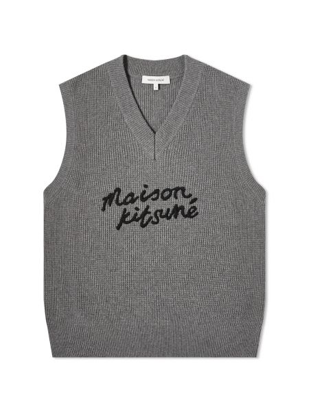 Меланжевый жилет оверсайз Maison Kitsuné серый
