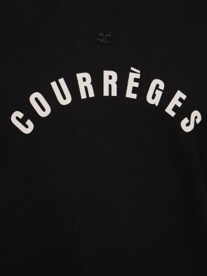 Koszulka bawełniana z nadrukiem Courreges czarna