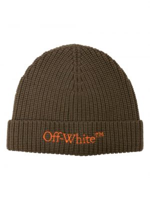 Haftowana czapka wełniana Off-white