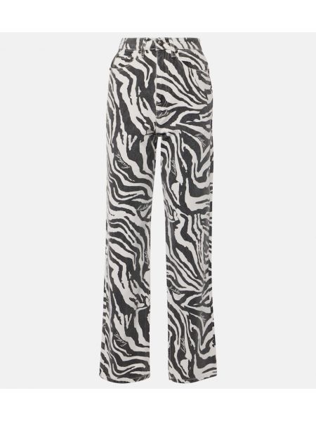 Straight leg jeans con stampa zebrati Rotate bianco