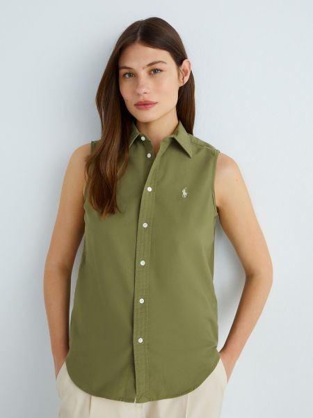 Camisa de algodón sin mangas Ralph Lauren verde