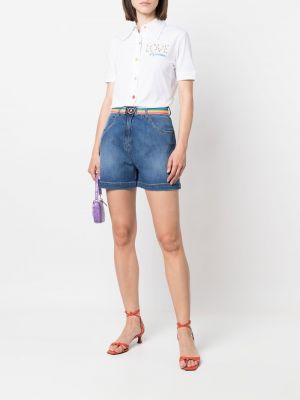 Shorts en jean à imprimé Love Moschino bleu