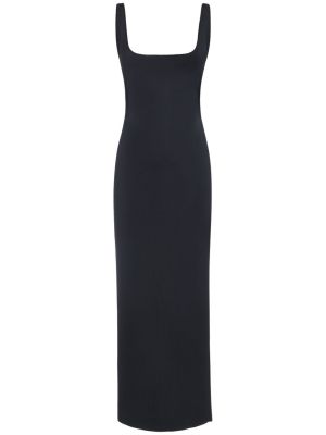 Viskózové dlouhé šaty Bottega Veneta černé