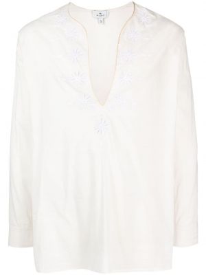 Kvetinová bavlnená košeľa Etro biela