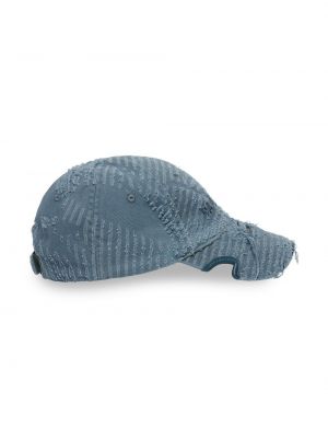 Haftowana czapka z daszkiem z przetarciami Balenciaga niebieska