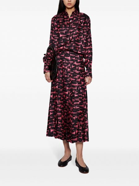 Hedvábný midi sukně s potiskem s abstraktním vzorem Ace Harper