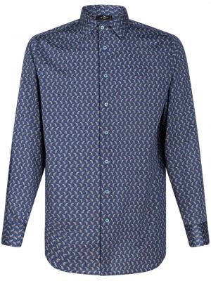 Памучна риза с принт с пейсли десен Etro синьо