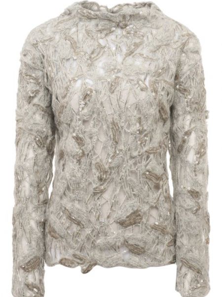 Шерстяной пуловер Brunello Cucinelli серый