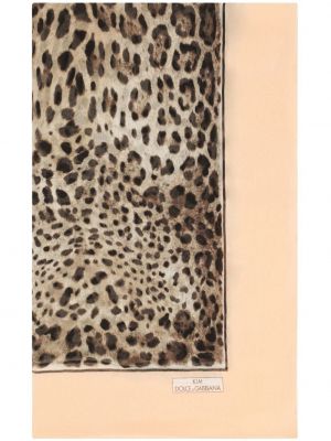 Zīda šalle ar apdruku ar leoparda rakstu Dolce & Gabbana bēšs