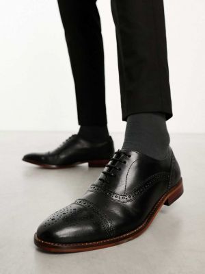 Черные туфли броги Base London Cast Waxy
