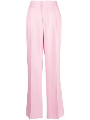 Lněné kalhoty relaxed fit Tagliatore růžové