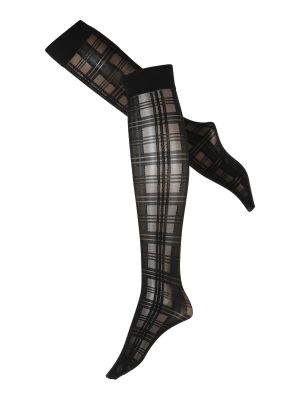Kockované nylonové ponožky Swedish Stockings - čierna