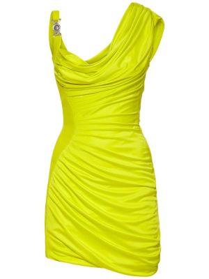 Mini vestido de tela jersey drapeado Versace amarillo
