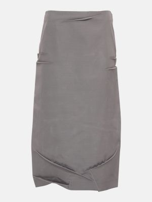 Vlnená midi sukňa s vysokým pásom Prada sivá