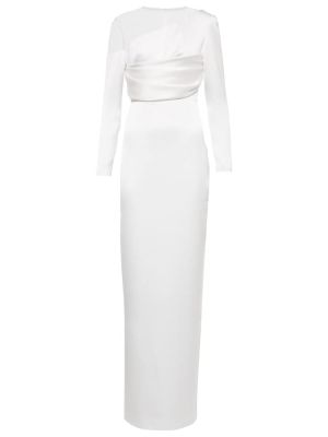 Сатенена макси рокля с дантела Rasario бяло