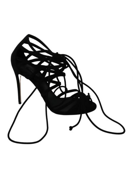 Sandały zamszowe na obcasie na wysokim obcasie Dolce And Gabbana czarne