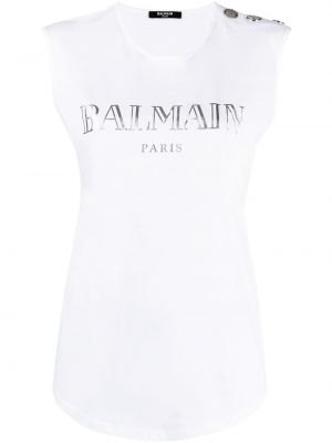 Top sin mangas Balmain blanco