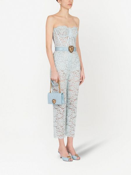 Pantalones rectos de encaje Dolce & Gabbana azul