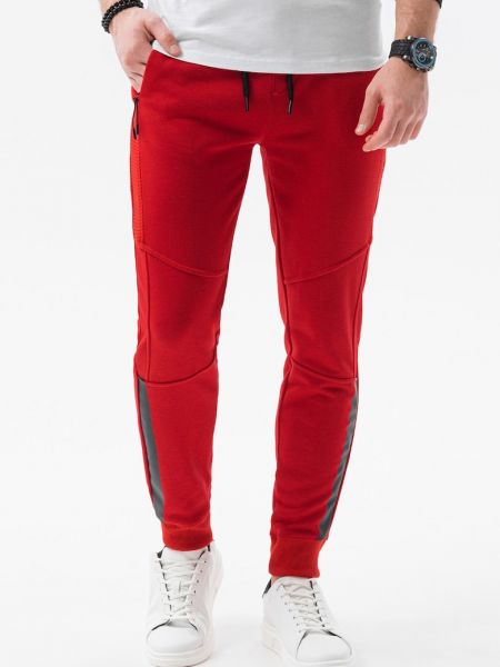 Спортивные штаны на молнии с карманами Ombre красные