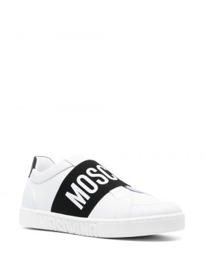 Sneakersy skórzane z nadrukiem Moschino białe