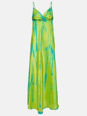 Шелковое длинное платье с принтом с эффектом тай-дай Anna Kosturova зеленое